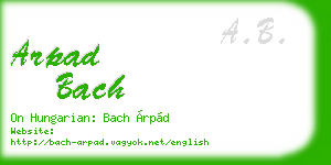 arpad bach business card