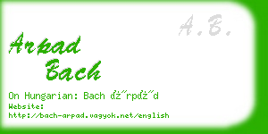 arpad bach business card